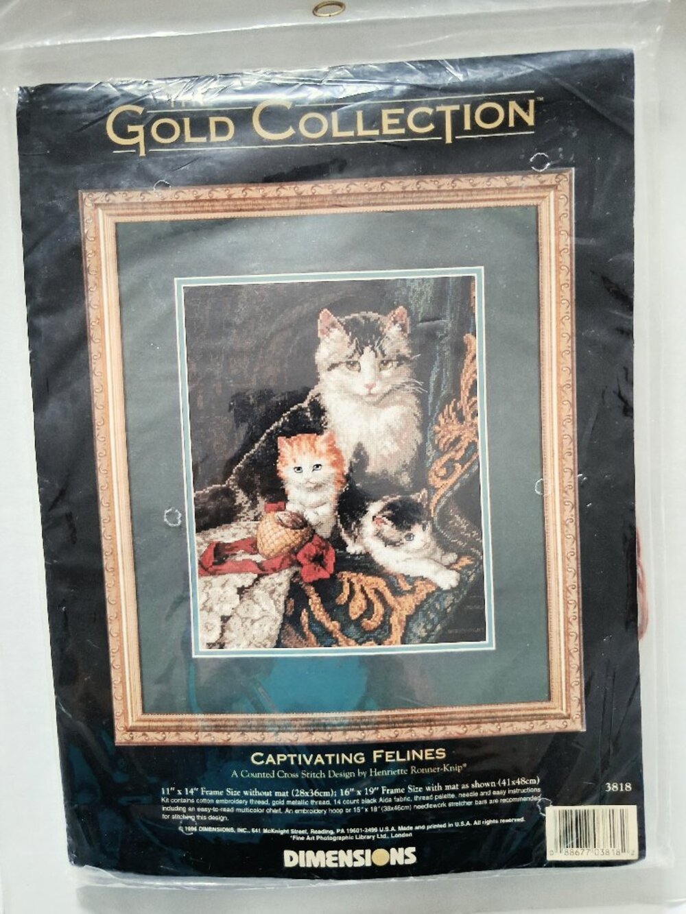Dimensions Gold Collection Cross Stitch Kit Captivating Felines Tabby Cats #3818